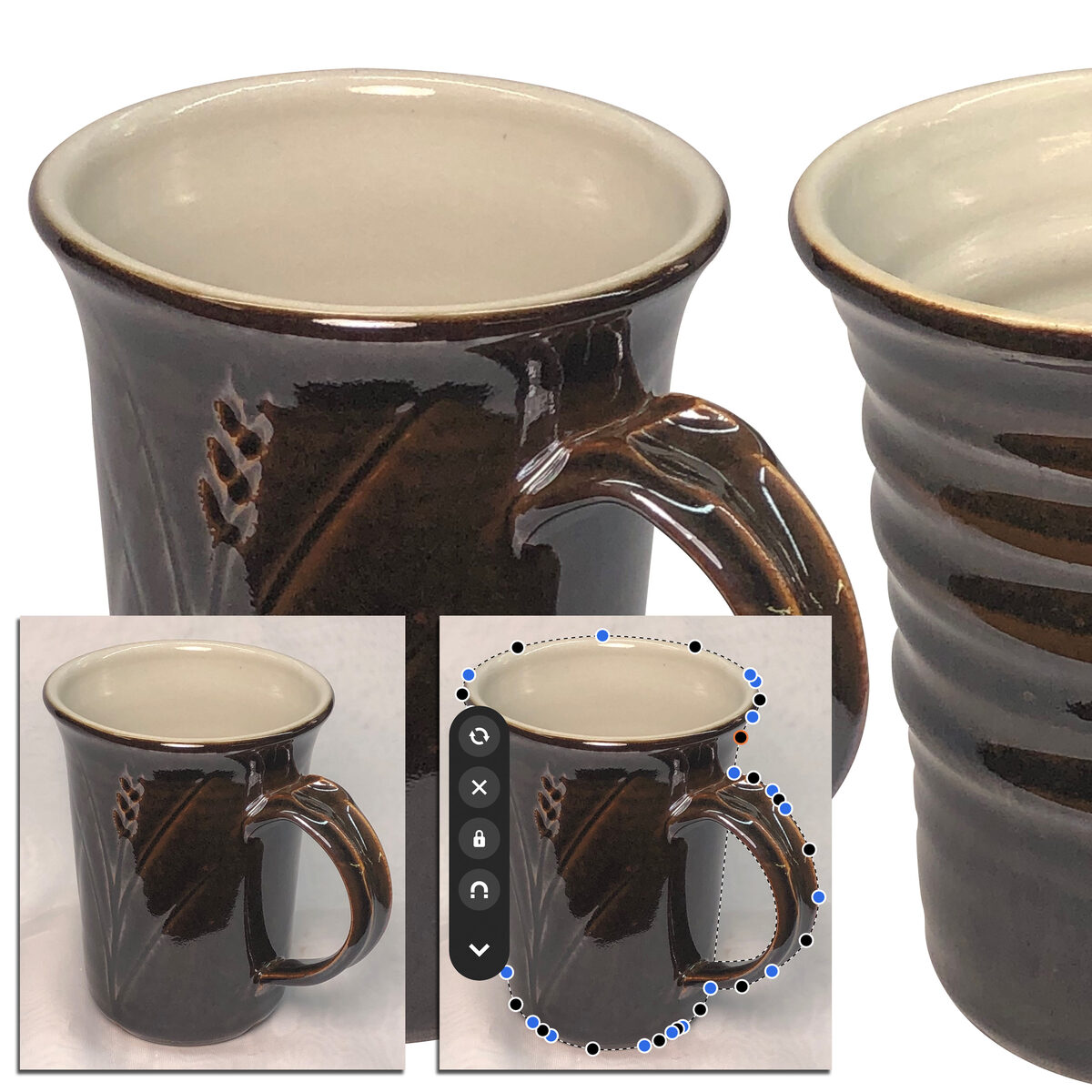 Cropping the background from a photo of pottery