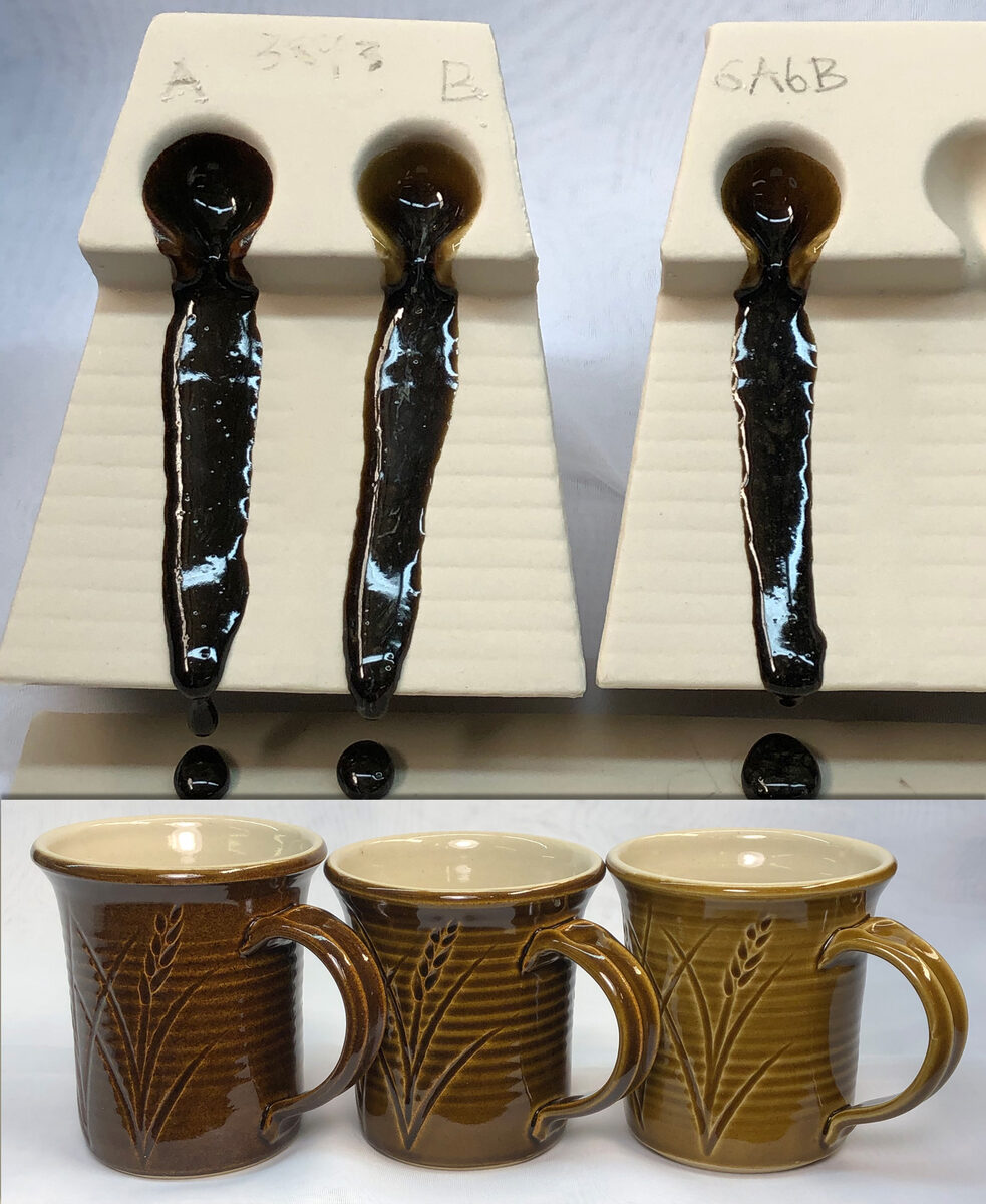 Two Albany Slip substitute melt flows and glaze tests