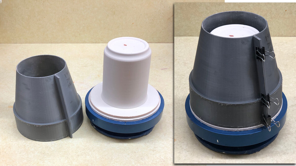3D-printed flanged rail to cast plaster jigger molds