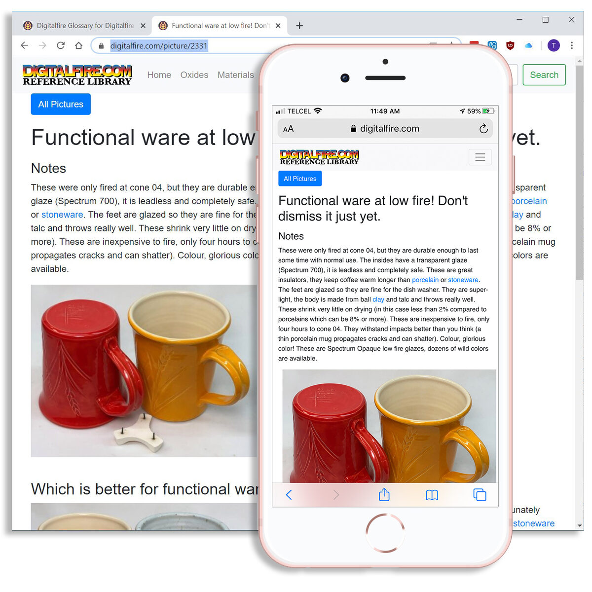 The Digitalfire Reference Library on desktop and smartphone The Digitalfire Reference Library on desktop and smartphone