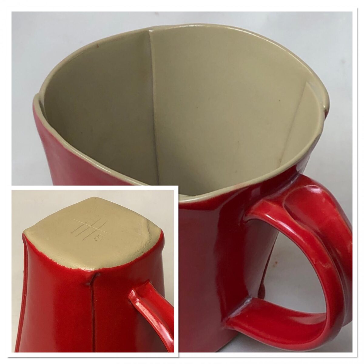 A hand-built mug made from 100% of a naturally occurring porcelain