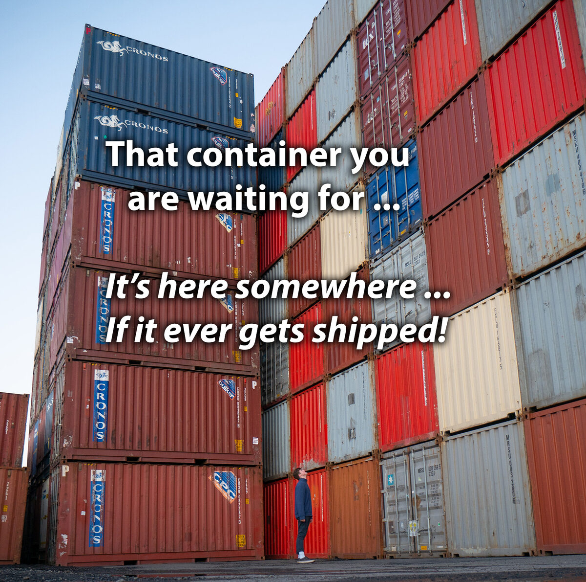 Shipping containers piled high