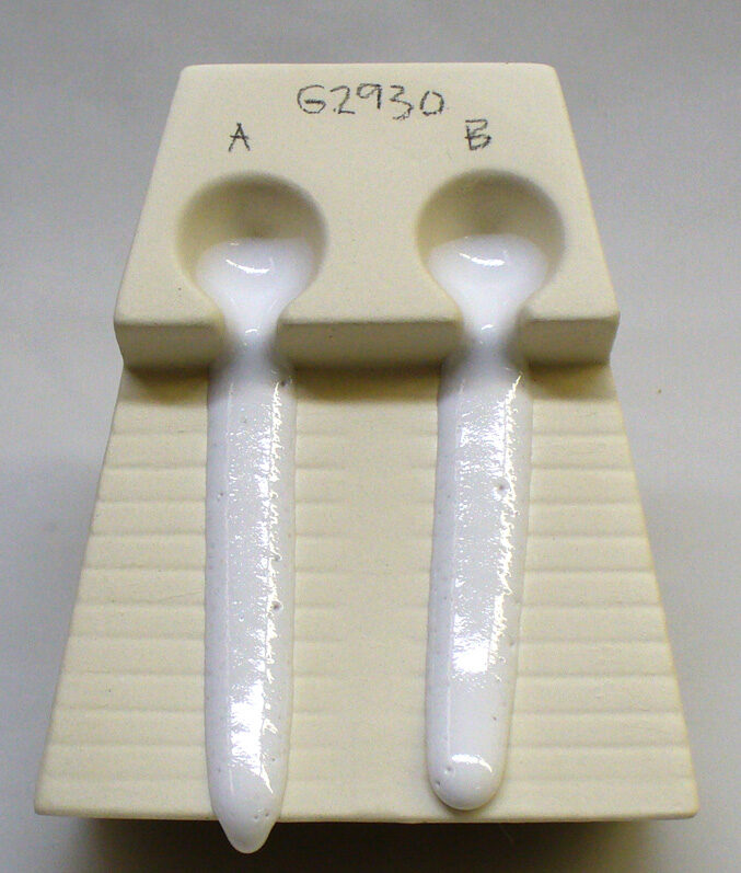 Tin oxide opacified glaze in a melt fluidity tester
