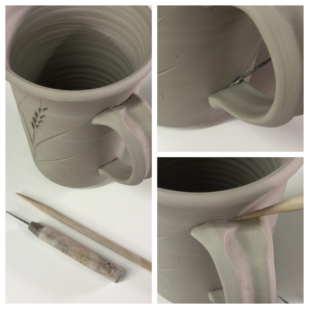 Rounding a sharp convex corner on drying pottery
