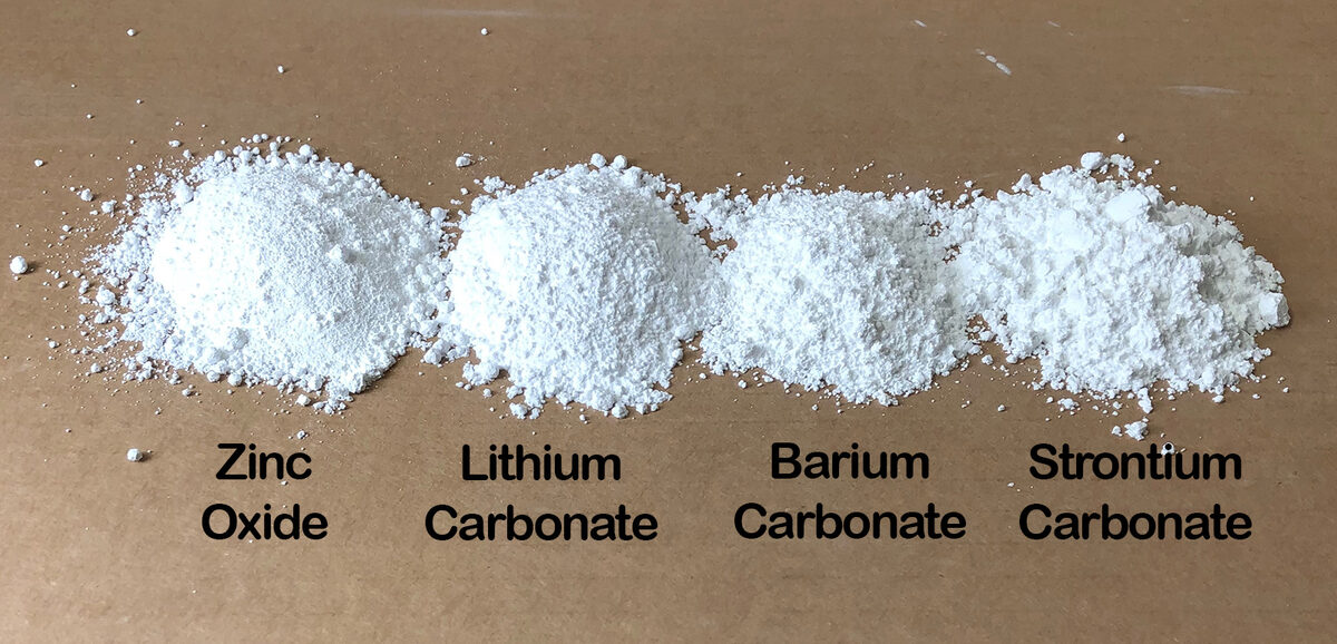 zinc, lithium, barium, strontium oxide powders