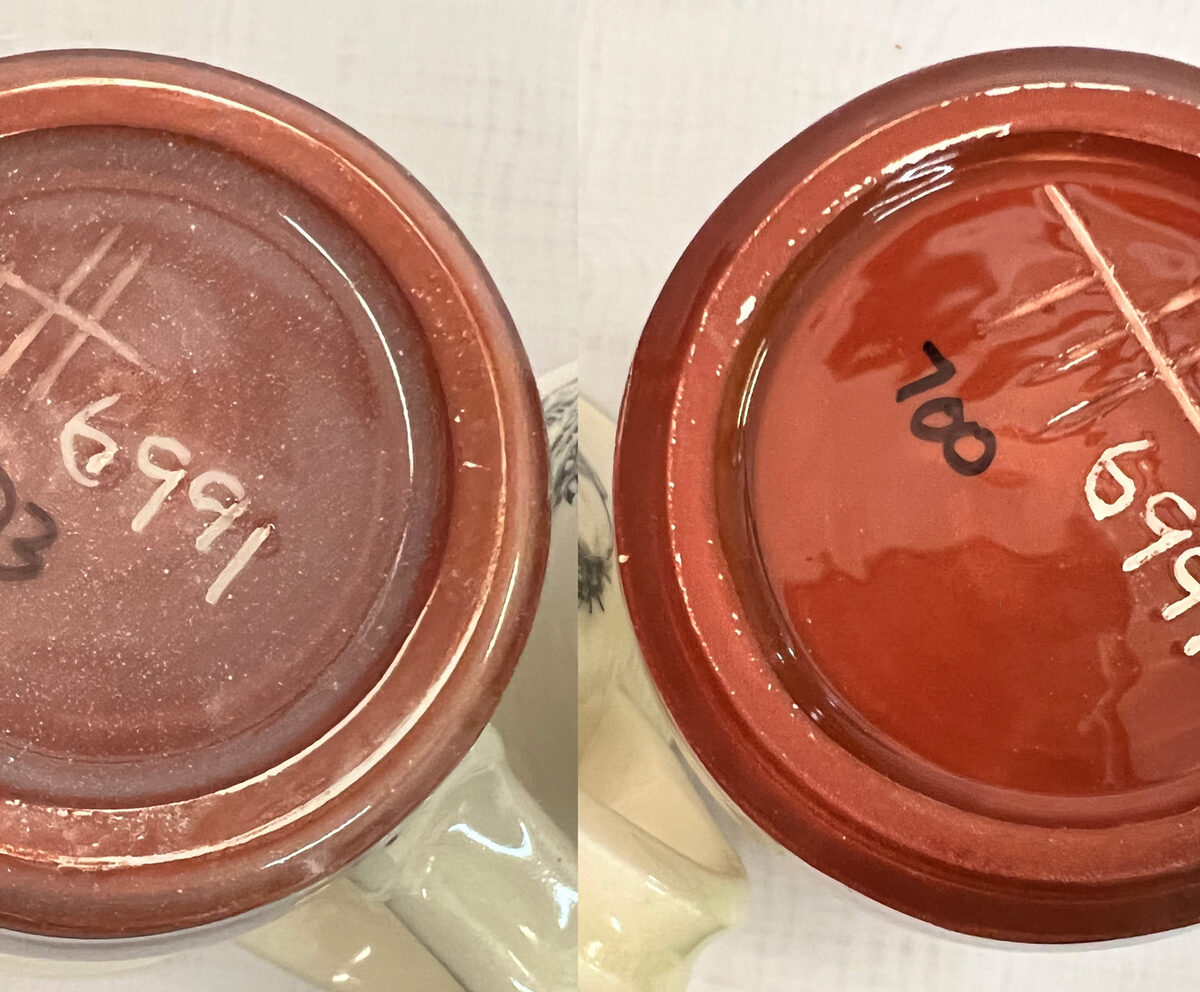 Terra cotta mug with cloudy glaze