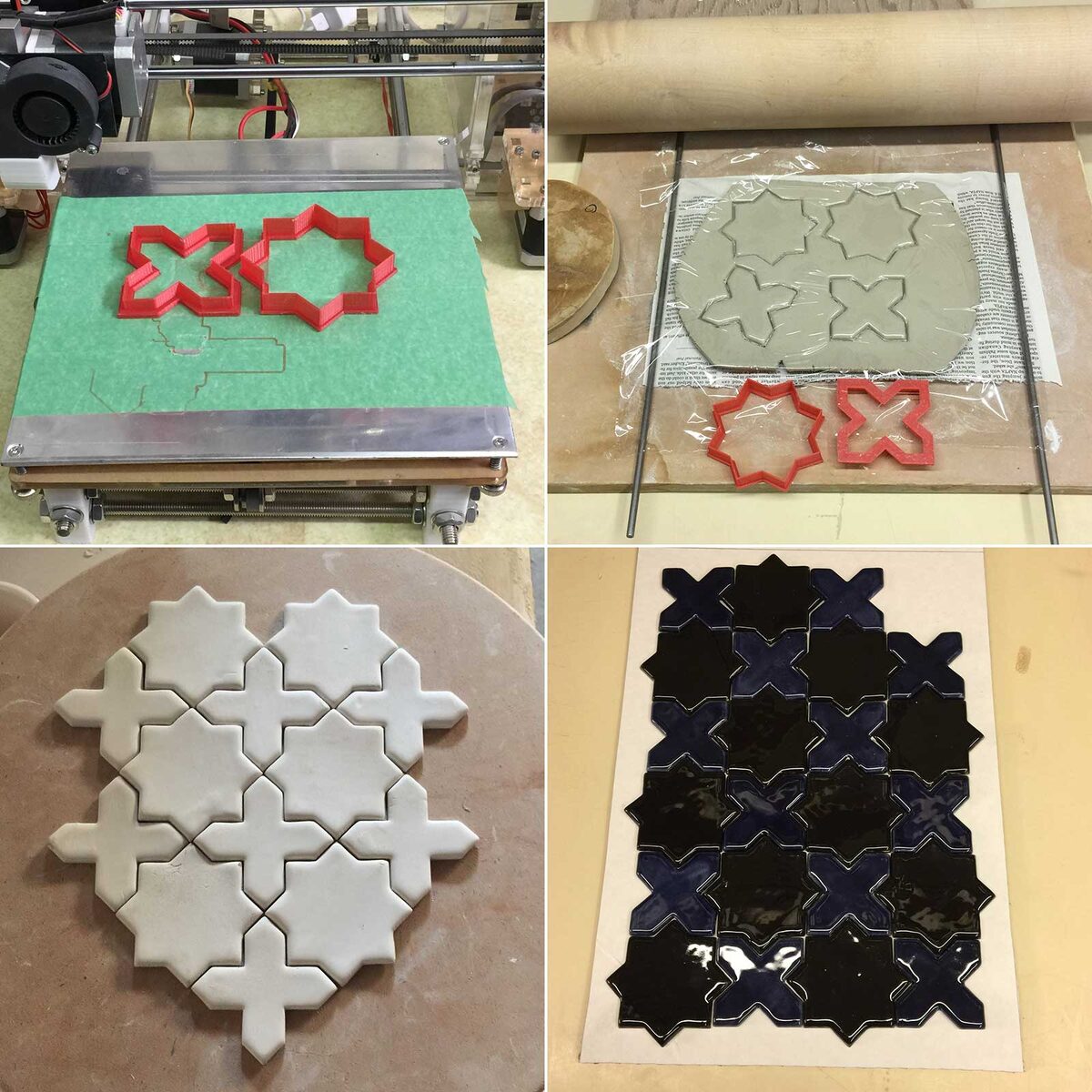 Cookie cut ceramic tiles