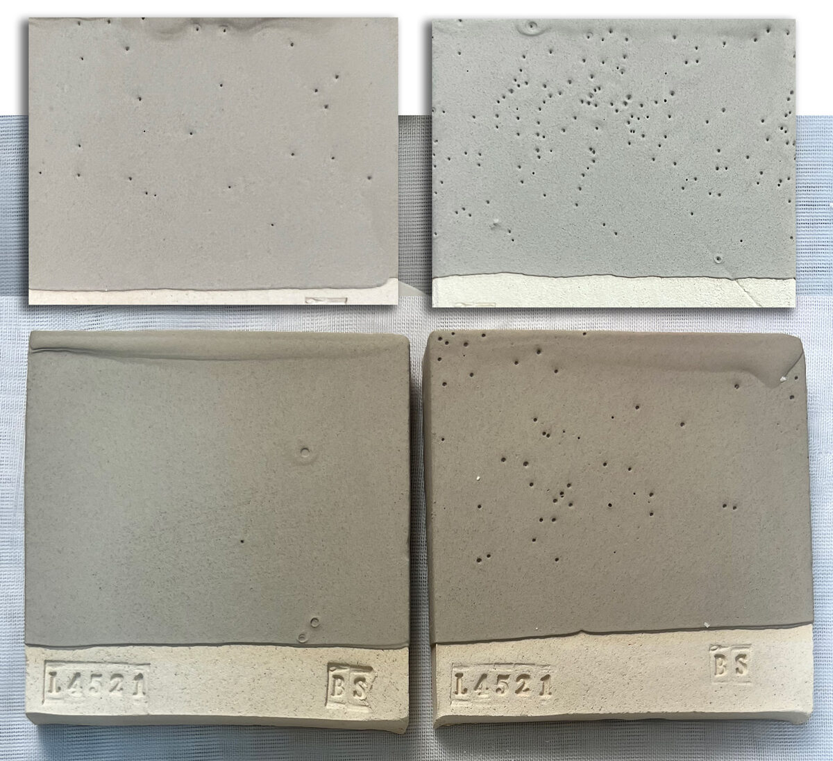 Glaze dried with pinholes