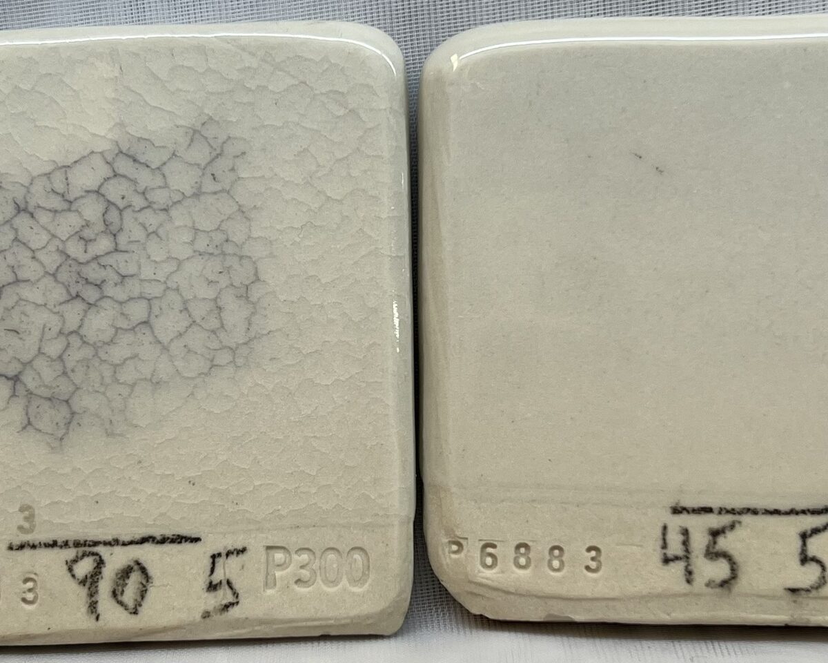 A glaze stops crazing with 45 micron silica
