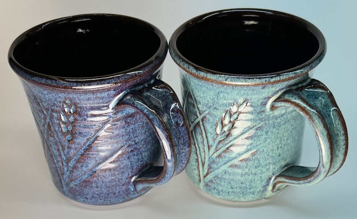 Rutile blue glaze cooled fast and slow