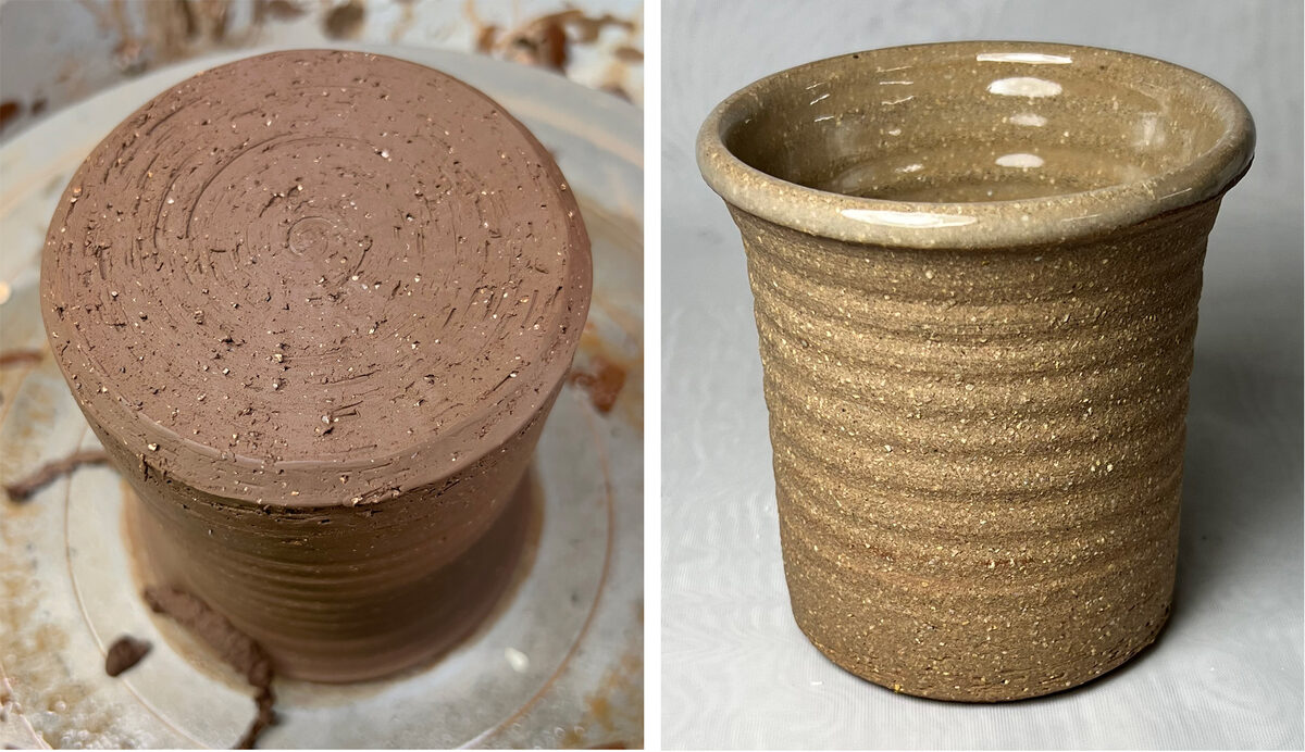 Cup made of grogged clay
