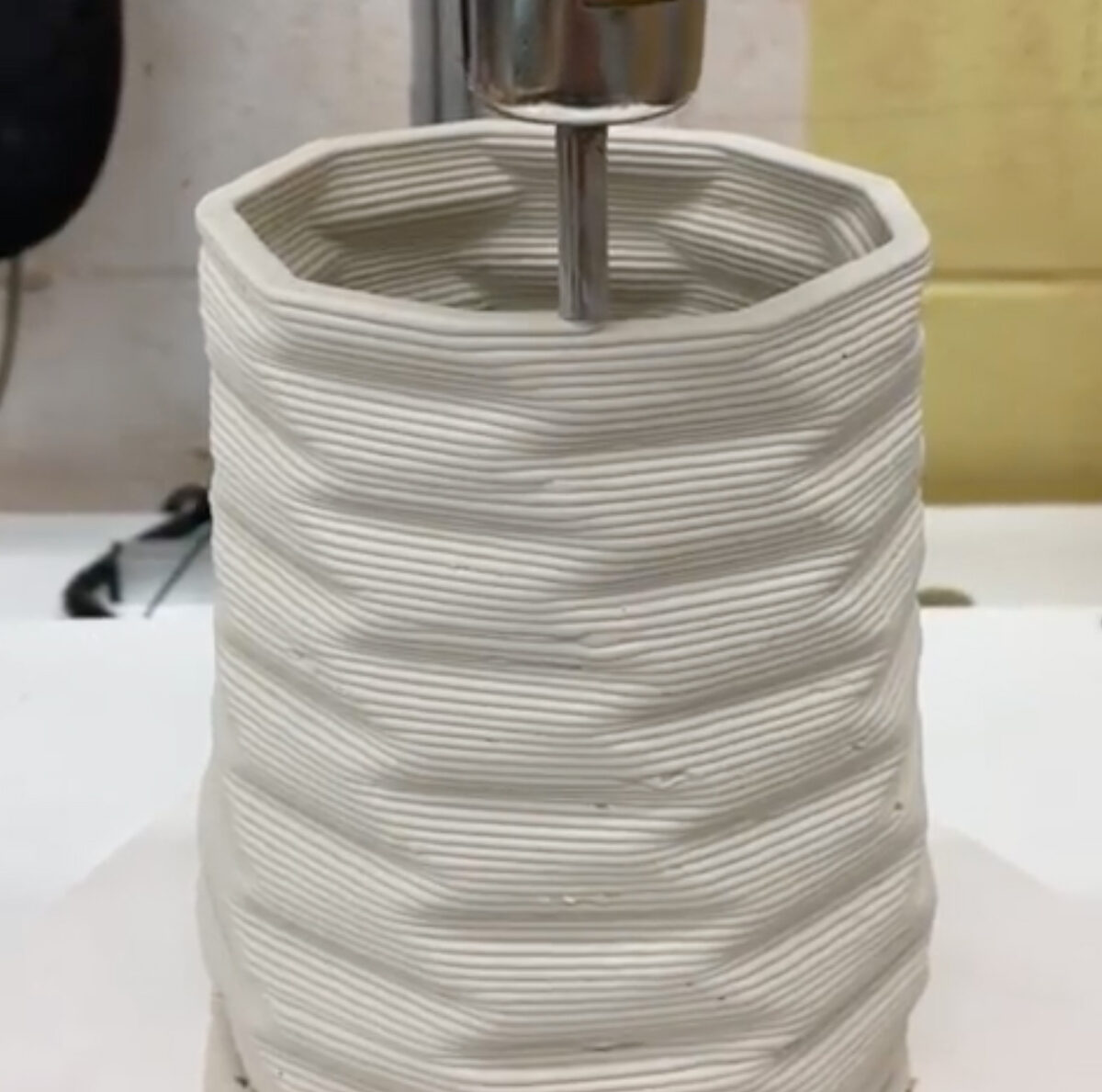 Polar Ice porcelain being 3D printed