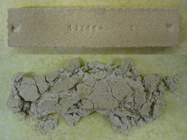 A fired clay bar disintegrates on contact with water A fired clay bar disintegrates on contact with water