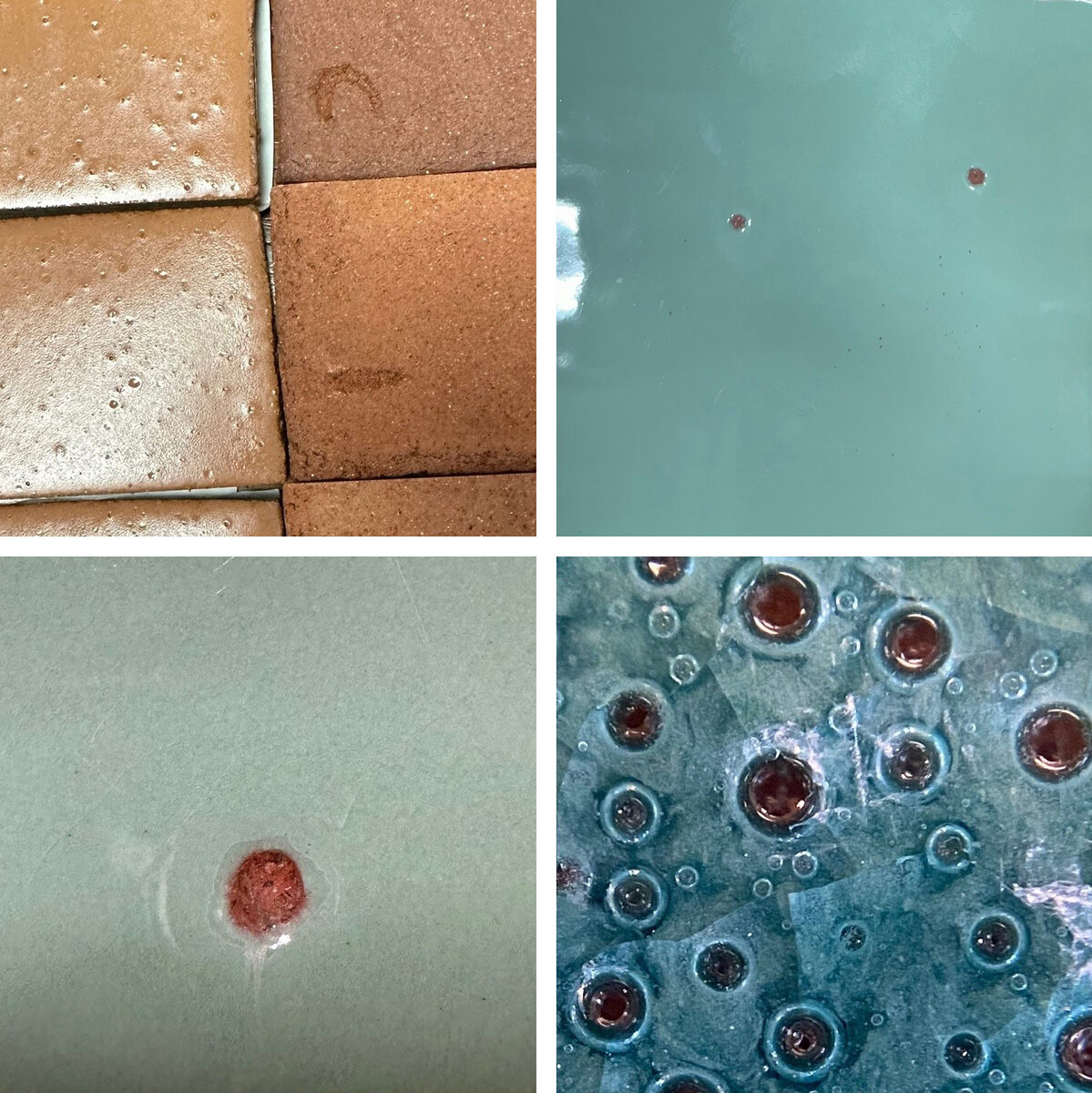 Bubbles and blister in a low fire ceramic tile