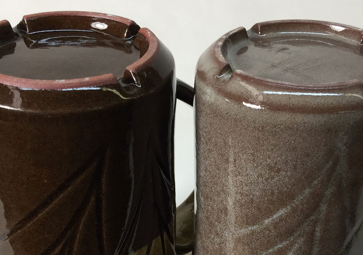 Bubble clouding in a clear stoneware glaze