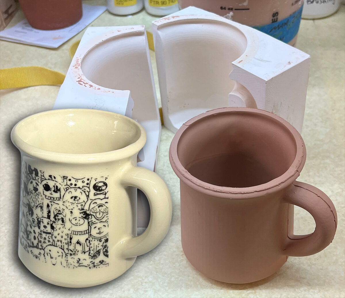 Slip cast mug