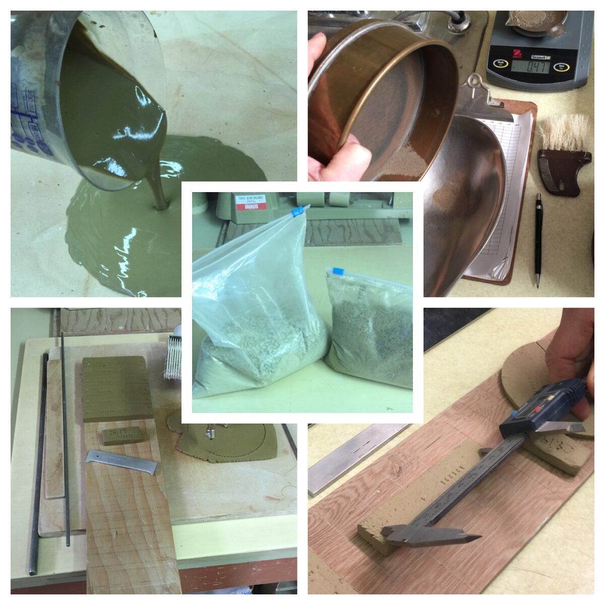 Various simple tests you can do in your own workshop to characterize a clay Simple tests being done on a found clay