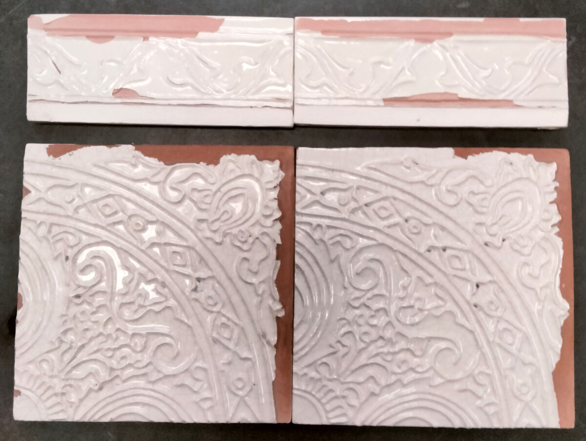 White engobe flaking of terra cotta tile