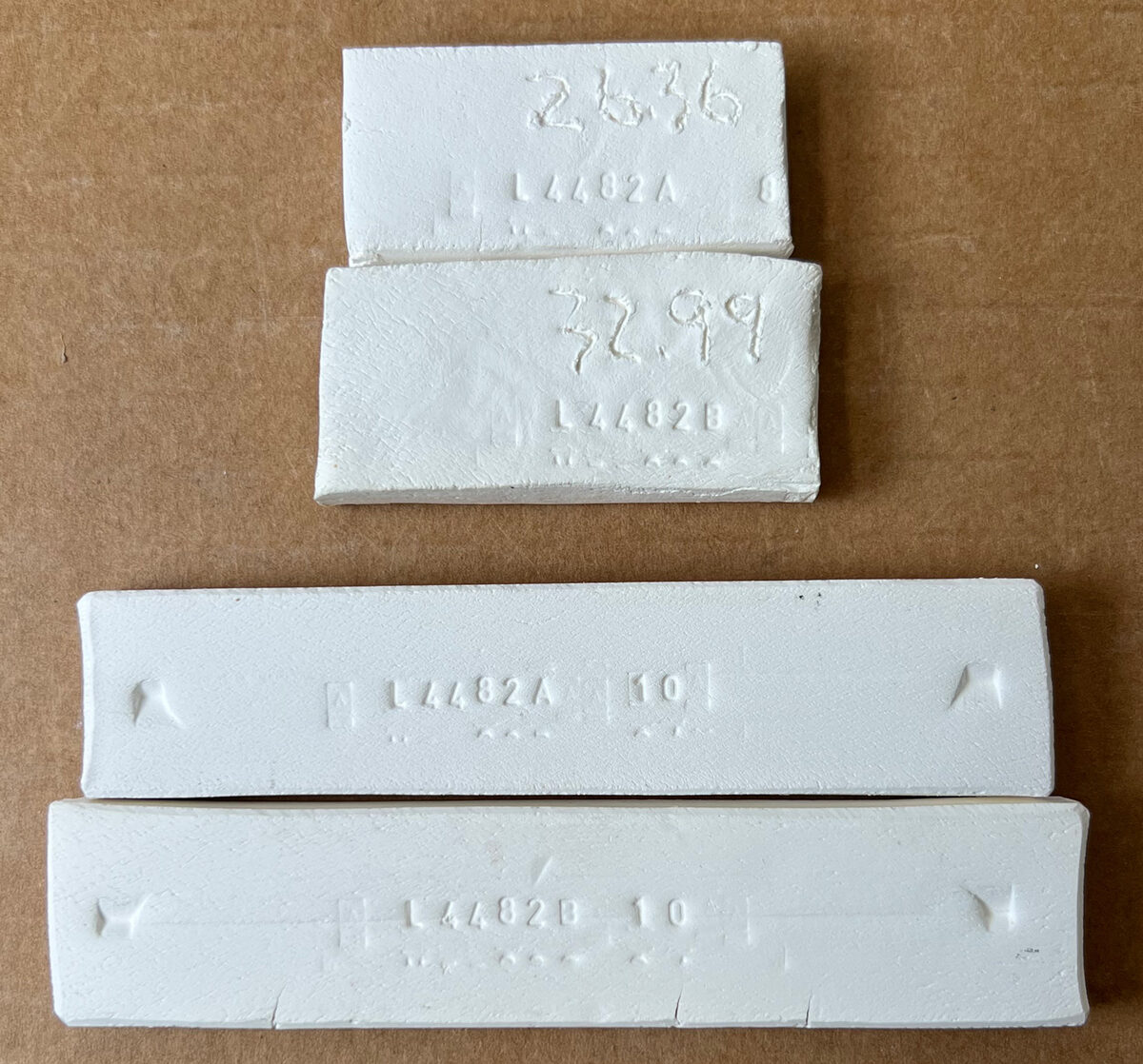 Fired kiln wadding test bars