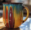 A crazing brightly colored mug