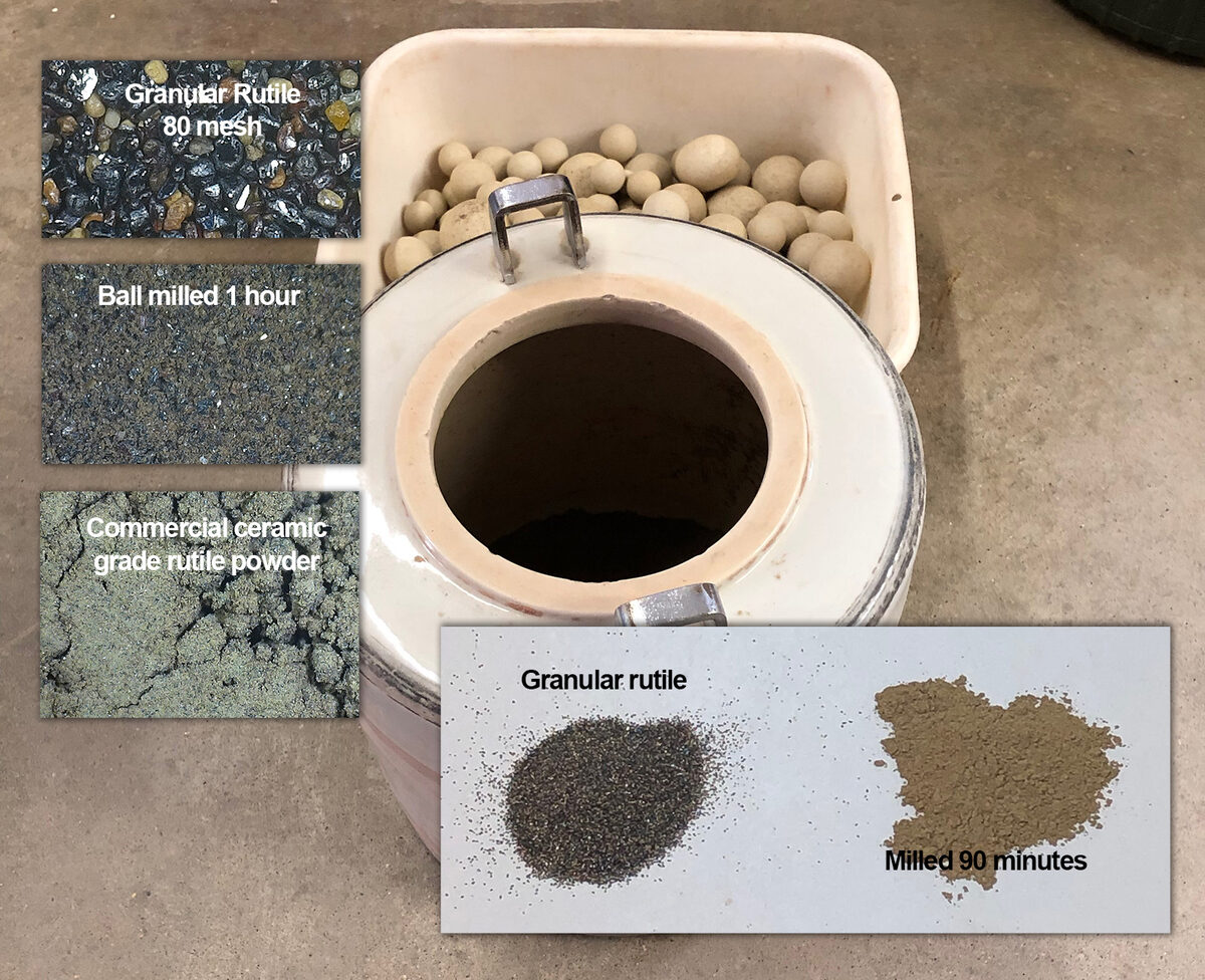 Rutile color changes as it is milled