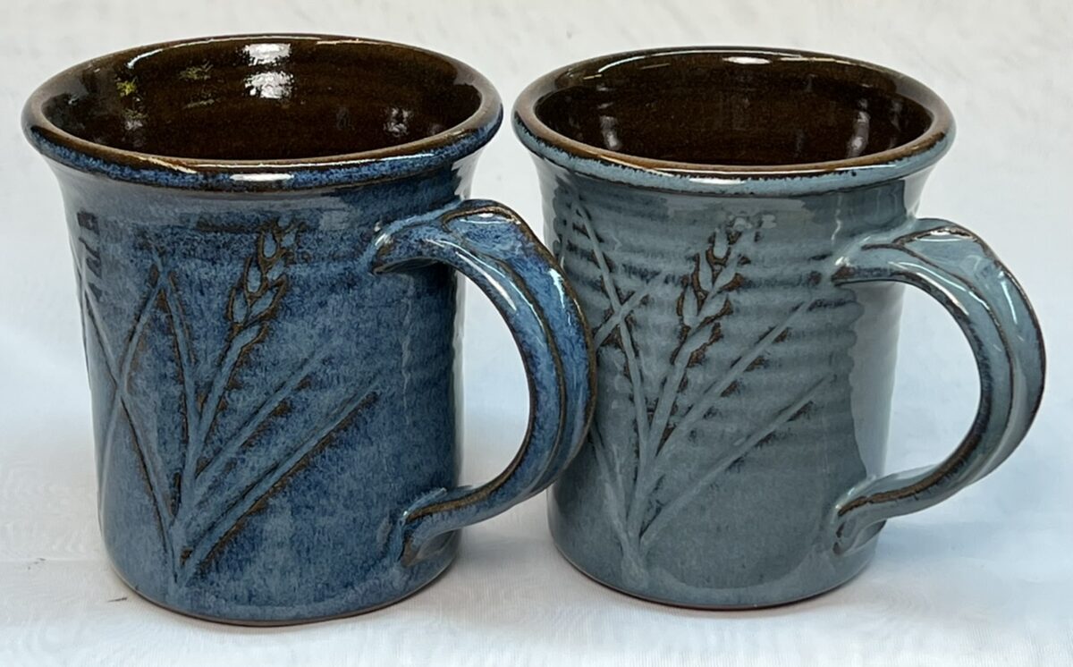 Two blue coffee mugs