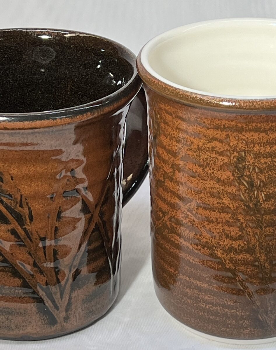 The same glaze on black stoneware and porcelain