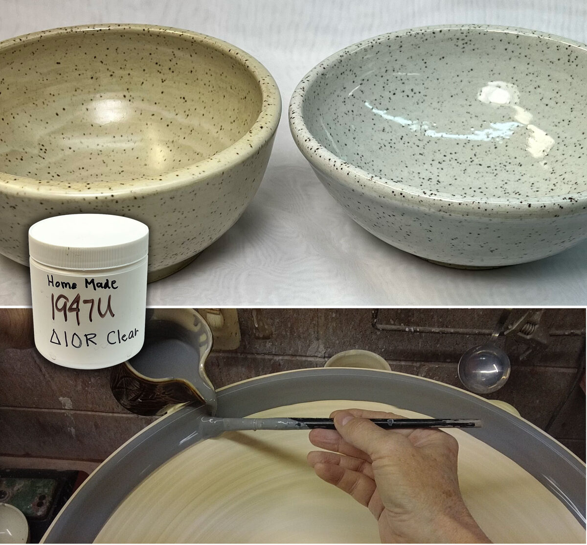 Brushing glazes on large 10R stoneware