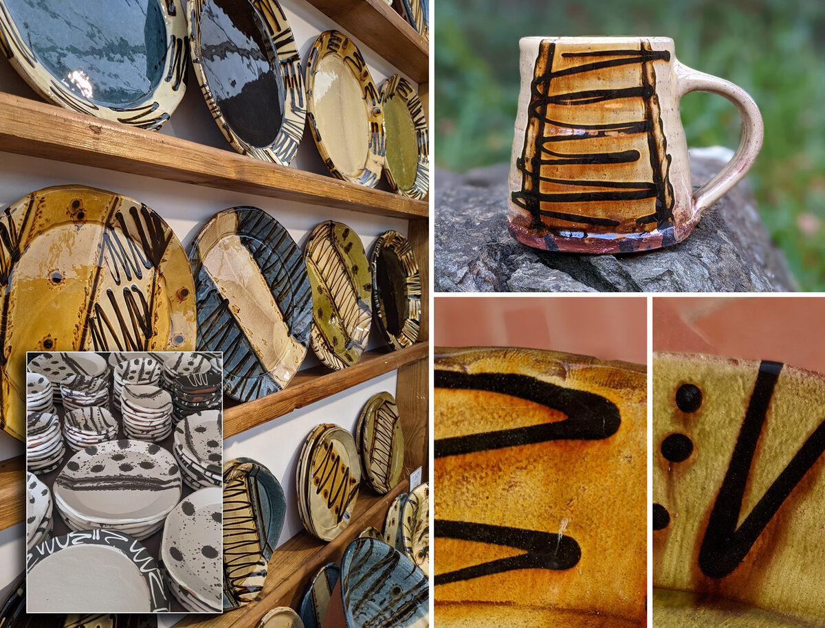Lead glazed slipware closeups