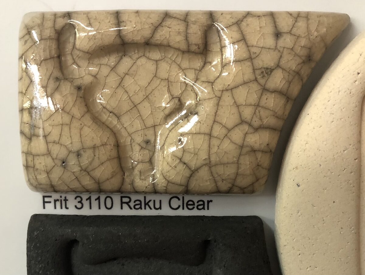 A glazed tile showing the raku crackle effect