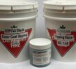 Three containers of glaze slurry