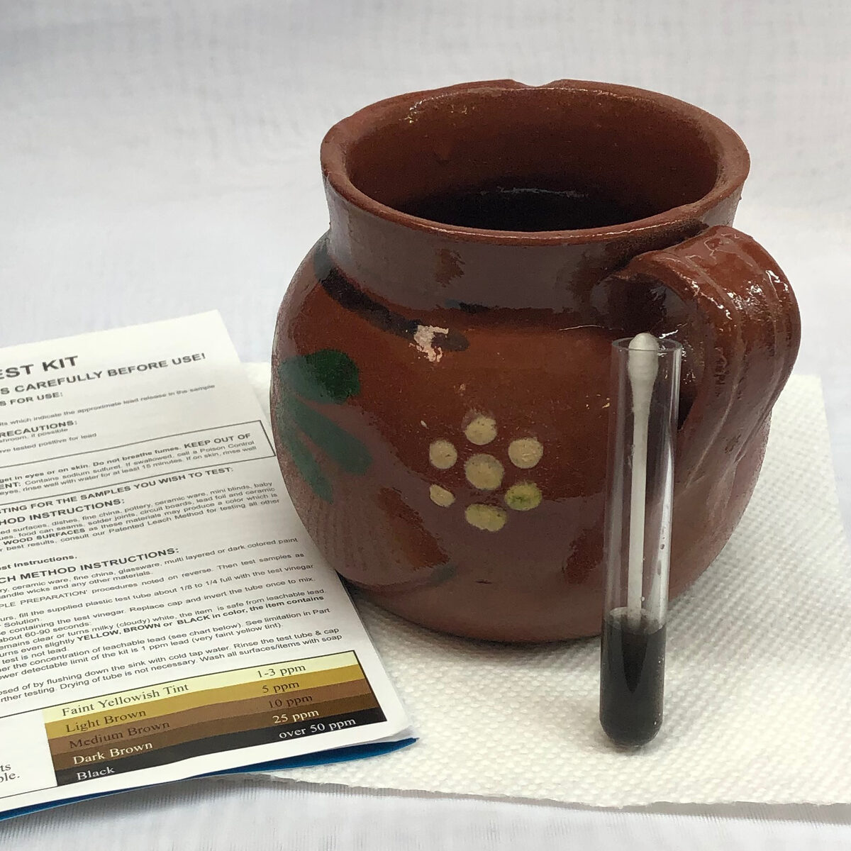 A lead-glazed handled cup sold in markets in Mexico