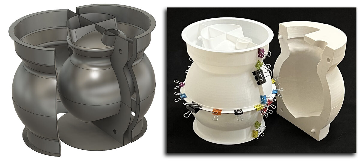 All-in-one 3D printed slip casting block mold with flanges