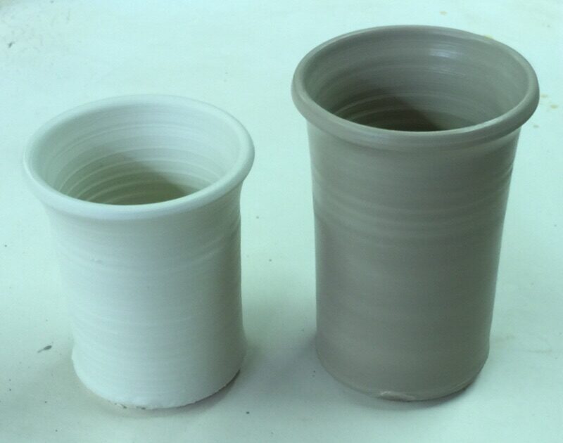Mugs thrown from two pure kaolins